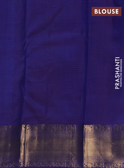 Pure kanchipuram silk saree blue with annam zari woven buttas and zari woven border