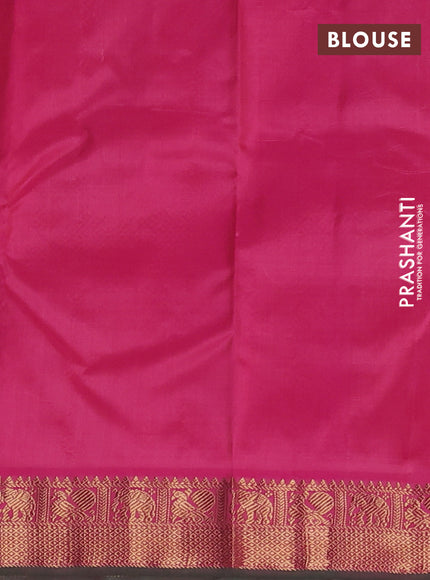 Pure kanchipuram silk saree dual shade of pink and pink with zari woven buttas and zari woven border