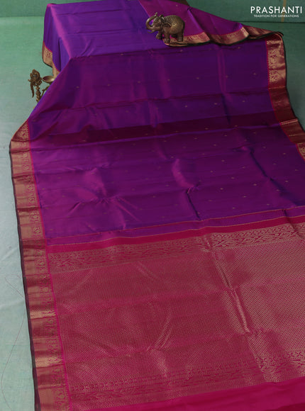 Pure kanchipuram silk saree purple and pink with zari woven buttas and zari woven border