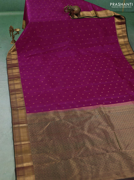 Pure kanchipuram silk saree magenta pink with allover zari woven buttas and zari woven border