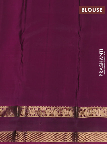 Pure kanchipuram silk saree bottle green and magenta pink with allover zari weaves & buttas and rettapet zari woven border