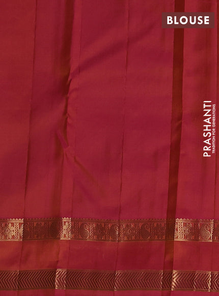 Pure kanchipuram silk saree orange and pink with allover zari weaves & buttas and rettapet zari woven border