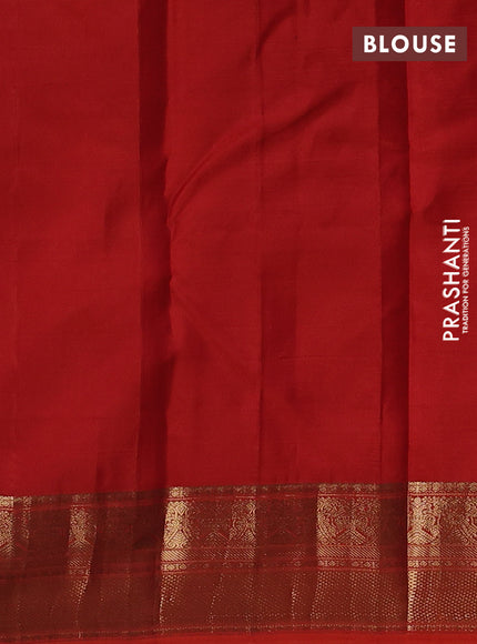 Pure kanchipuram silk saree maroon and orange with allover zari checks & buttas and zari woven border
