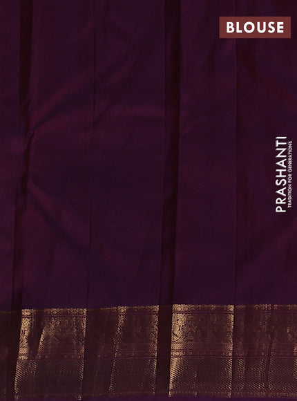 Pure kanchipuram silk saree mustard yellow and magenta pink with allover zari checks & buttas and zari woven border