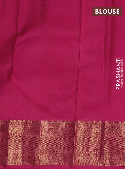 Pure kanchipuram silk saree orange and pink with zari woven buttas and zari woven border