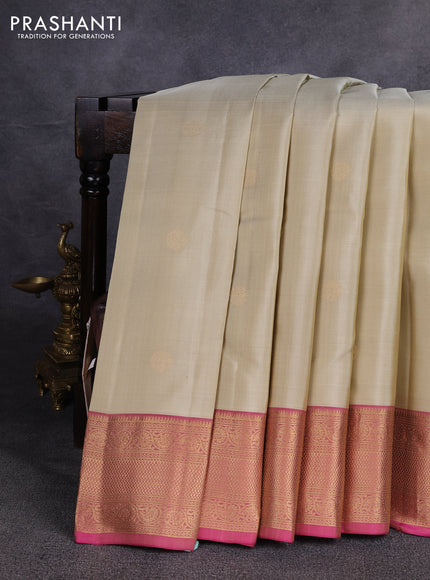 Pure kanchipuram silk saree pastel green and pink with zari woven buttas and zari woven border