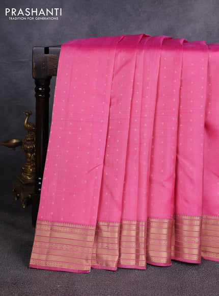 Pure kanchipuram silk saree light pink with allover zari woven 1000 buttas and zari woven border