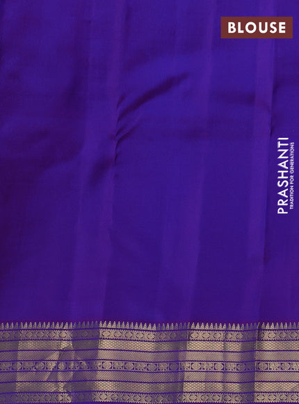 Pure kanchipuram silk saree royal blue and magenta pink with allover zari woven 1000 buttas and zari woven border