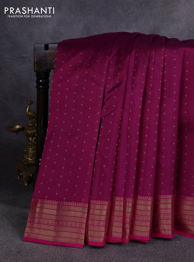 Pure kanchipuram silk saree magenta pink and pink with allover zari woven 1000 buttas and zari woven border