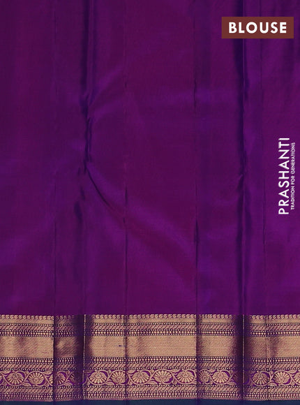 Pure kanchipuram silk saree violet and dual shade of pink with allover zari woven buttas and zari woven border