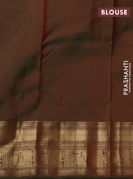 Pure kanchipuram silk saree pink and green with allover small checks & buttas and zari woven border