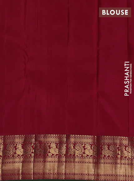 Pure kanchipuram silk saree cs blue and maroon with allover stripe pattern and zari woven korvai border
