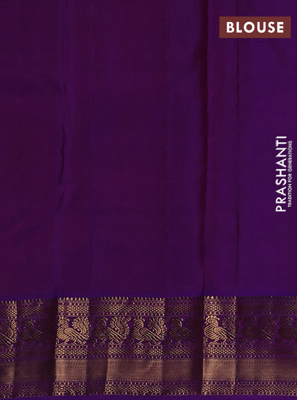 Pure kanchipuram silk saree beige and royal blue with zari woven buttas and zari woven korvai border