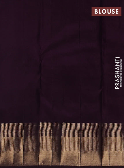 Pure kanchipuram silk saree deep purple with allover zari woven 1000 buttas and temple zari woven border