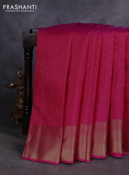Pure kanchipuram silk saree pink with allover zari woven 1000 buttas and temple zari woven border