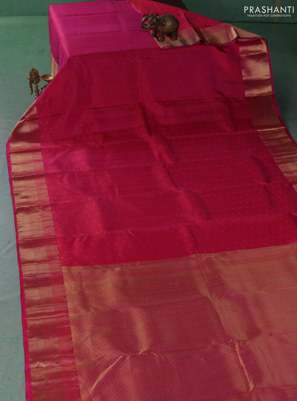 Pure kanchipuram silk saree pink with allover zari woven 1000 buttas and temple zari woven border
