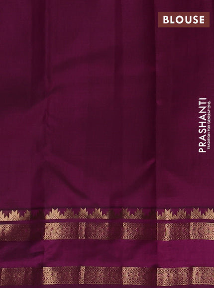 Pure kanchipuram silk saree teal green and magenta pink with allover checked pattern and rettapet zari woven border