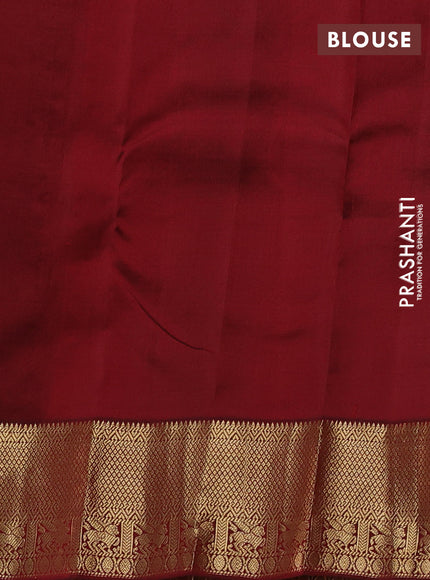 Pure kanchipuram silk saree pink and maroon with allover zari woven buttas and zari woven border