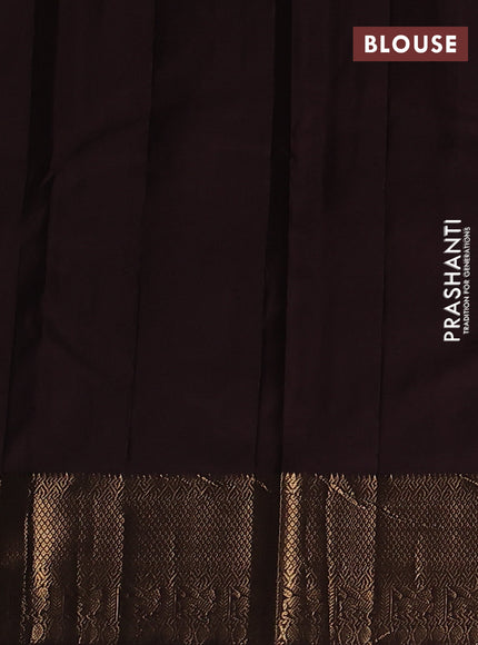 Pure kanchipuram silk saree bottle green and coffee brown with allover zari woven buttas and zari woven border