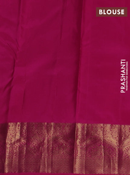 Pure kanchipuram silk saree dual shade of pinkish orange and pink with zari woven buttas and zari woven border