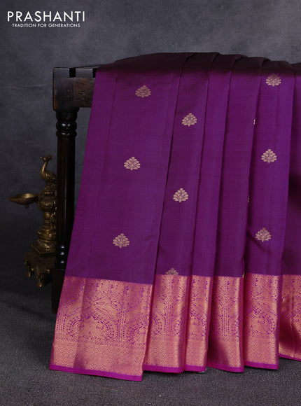 Pure kanchipuram silk saree magenta pink and pink with zari woven buttas and zari woven korvai border