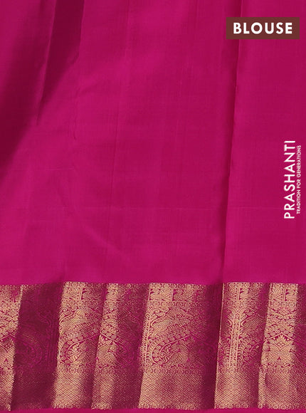 Pure kanchipuram silk saree magenta pink and pink with zari woven buttas and zari woven korvai border