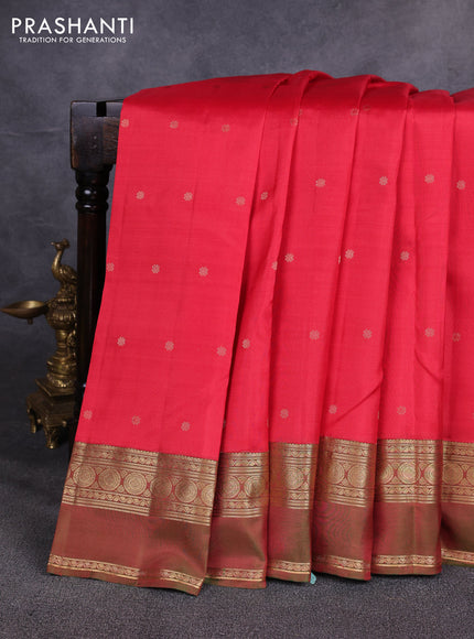 Pure kanchipuram silk saree red with allover zari woven buttas and ganga jamuna border