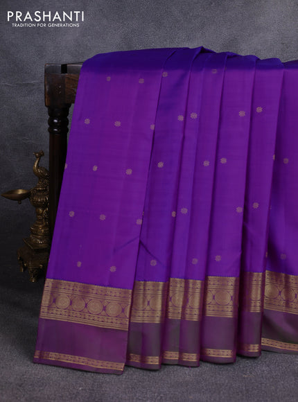 Pure kanchipuram silk saree purple with allover zari woven buttas and ganga jamuna border