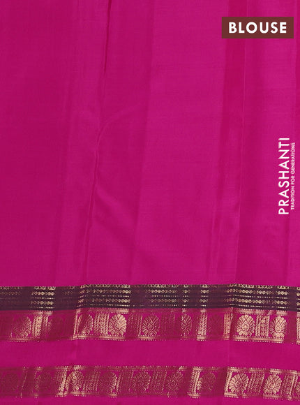 Pure kanchipuram silk saree peach orange and pink with zari woven buttas and rettapet zari woven border