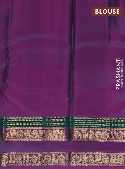 Pure kanchipuram silk saree teal green and pink with zari woven buttas and rettapet zari woven border