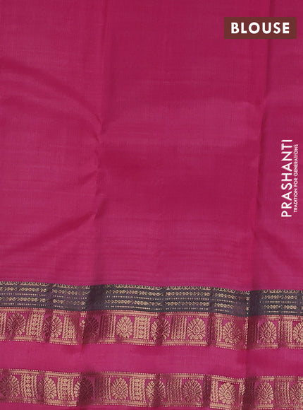 Pure kanchipuram silk saree peach orange and pink with zari woven buttas and rettapet zari woven border
