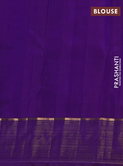 Pure kanchipuram silk saree dual shade of bluish green and violet with allover zari weaves & buttas and zari woven border