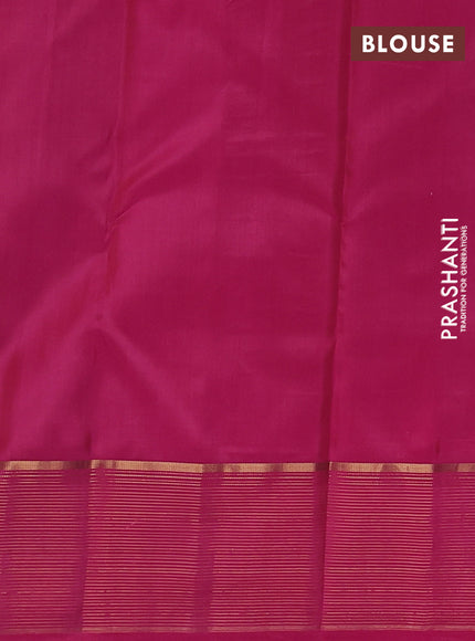 Pure kanchipuram silk saree peach orange and pink with allover zari weaves & buttas and zari woven border