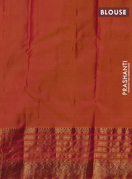 Pure kanchipuram silk saree dark pink and mustard yellow with annam zari woven buttas and zari woven border