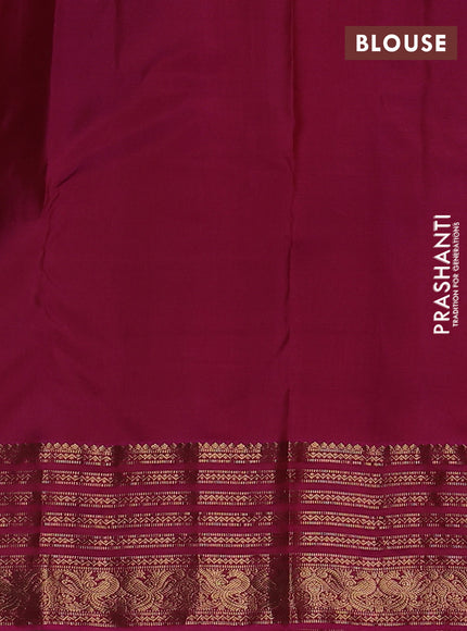 Pure kanchipuram silk saree deep maroon and magenta pink with annam zari woven buttas and zari woven border