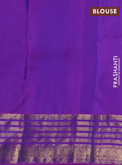 Pure kanchipuram silk saree dual shade of blue and purple with annam zari woven buttas and zari woven border