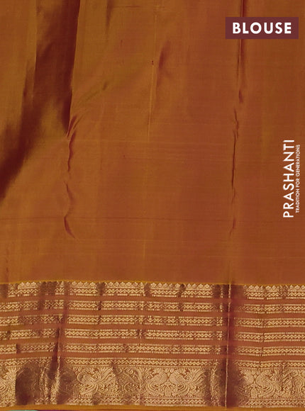 Pure kanchipuram silk saree magenta pink and mustard yellow with zari woven buttas and zari woven border