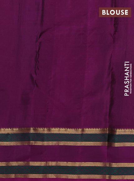 Pure kanchipuram silk saree blue and magenta pink with allover zari woven 1000 buttas and rettapet thread & zari woven border
