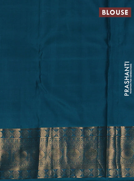 Pure kanchipuram silk saree pink and teal blue with allover zari woven 1000 buttas and zari woven border