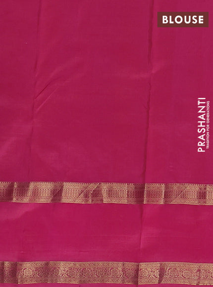 Pure kanchipuram silk saree peach orange and pink with allover zari woven buttas and rettapet zari woven border