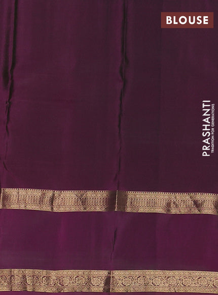 Pure kanchipuram silk saree green and purple with allover zari woven buttas and rettapet zari woven border