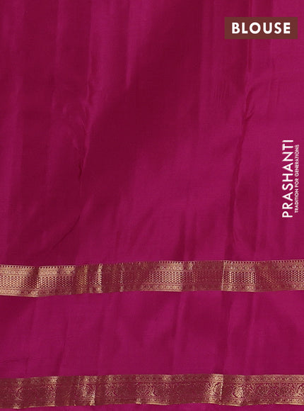 Pure kanchipuram silk saree rust shade and magenta pink with zari woven buttas and rettapet zari woven border