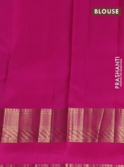 Pure kanchipuram silk saree dual shade of pinkish orange and pink with zari woven buttas and long zari woven border