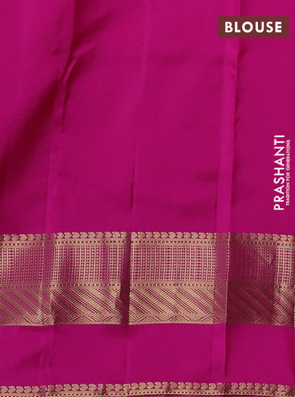 Pure kanchipuram silk saree dual shade of pinkish orange and pink with zari woven buttas and long zari woven border