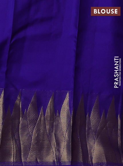 Pure kanchipuram silk saree royal blue with allover zari woven buttas and temple design zari woven border