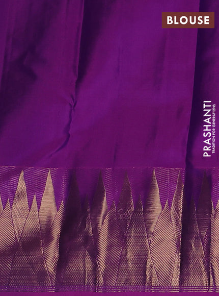 Pure kanchipuram silk saree purple with allover zari woven buttas and temple design zari woven border