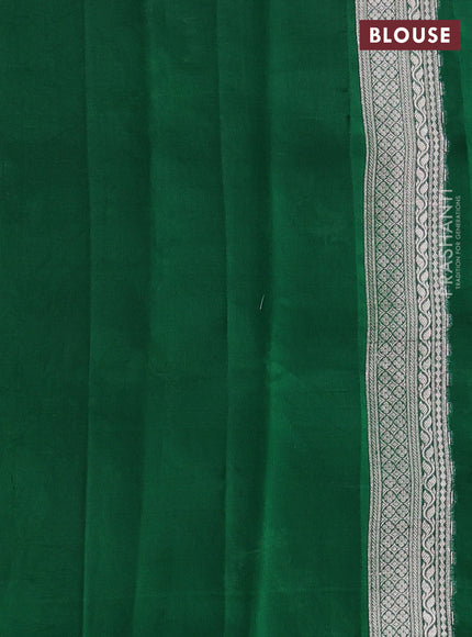 Banarasi poona silk saree green with silver zari woven buttas and zari woven border