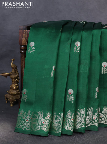 Banarasi poona silk saree green with zari woven buttas and zari woven border