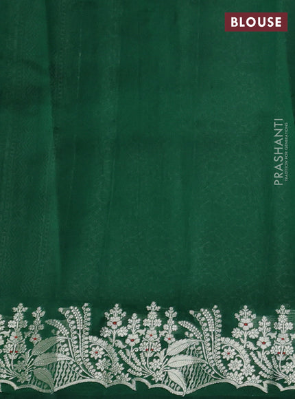 Banarasi poona silk saree green with zari woven buttas and zari woven border