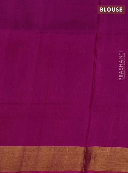 Pure uppada silk saree peacock blue and pink with allover silver & gold zari woven buttas and long zari woven border